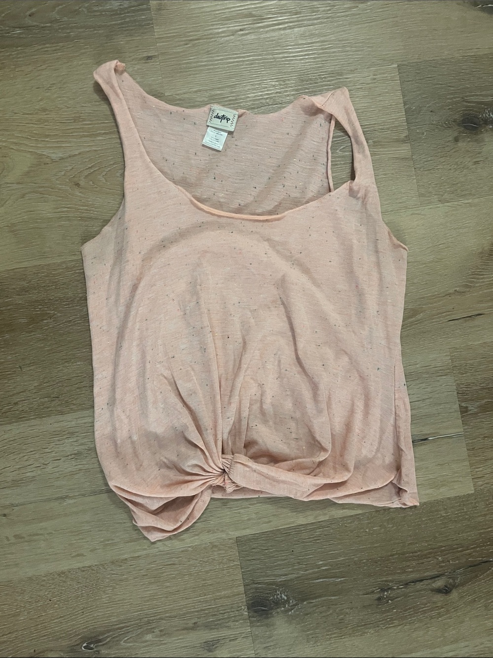 Daytrip Light Peach Knot-Front Tank Top